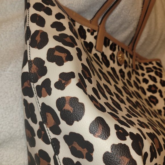 Tory Burch Kerrington Animal Print Coated Tote Handbag - Picture 11 of 16